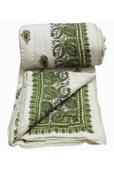 Quilt Paisely Hand Block Print in Green
