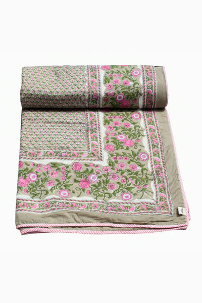 Cotton Gud Buti Hand Block Print Dohar in Blossom Pink