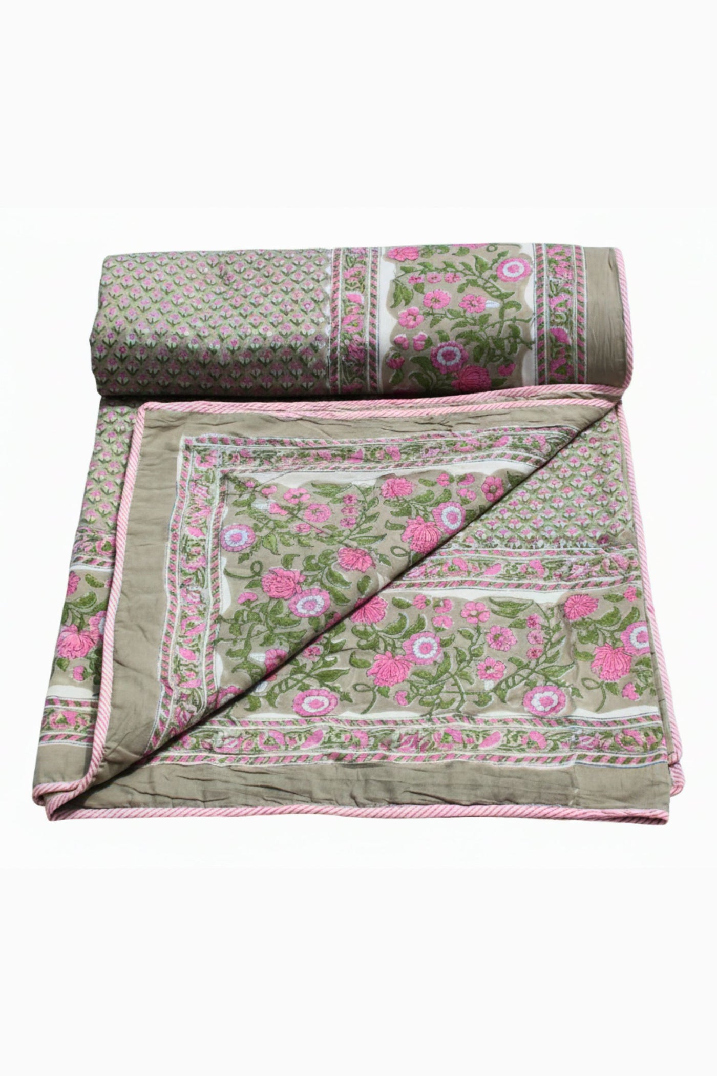 Cotton Gud Buti Hand Block Print Dohar in Blossom Pink
