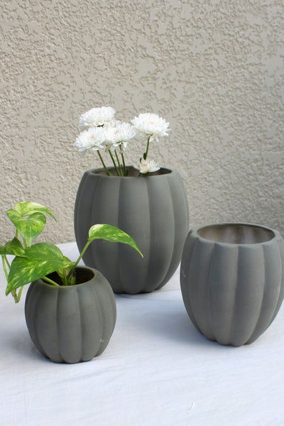 Ceramic Stoneware Flower Vases in Grey