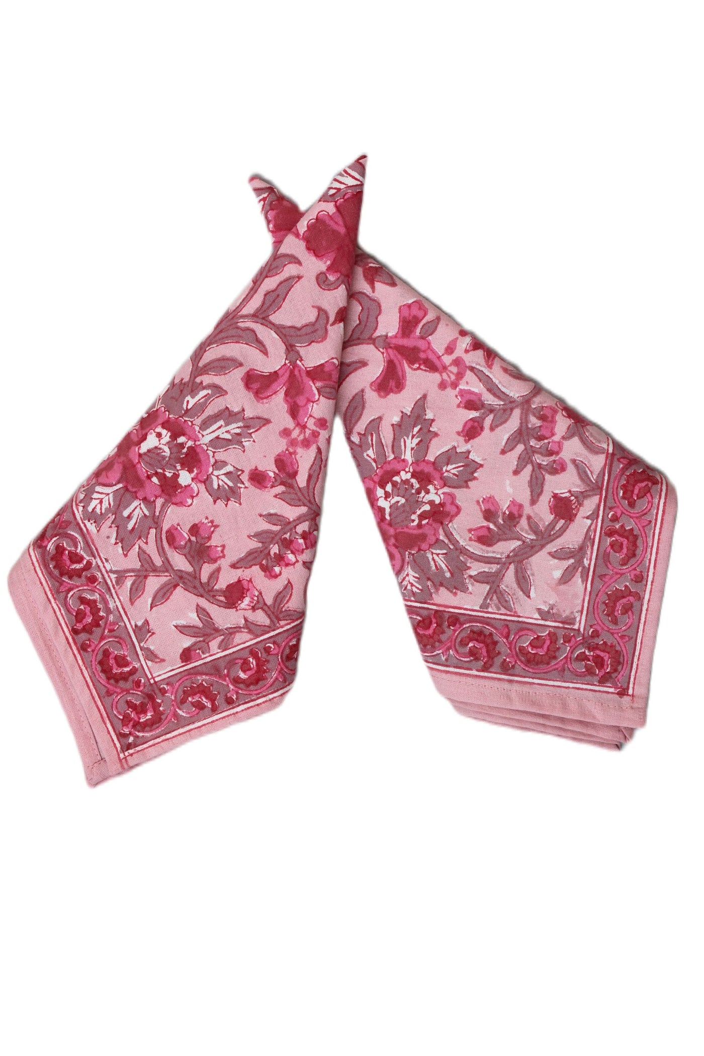 COTTON FLOWER JAAL BLOCK PRINT TABLE NAPKIN IN SHADES OF PINK