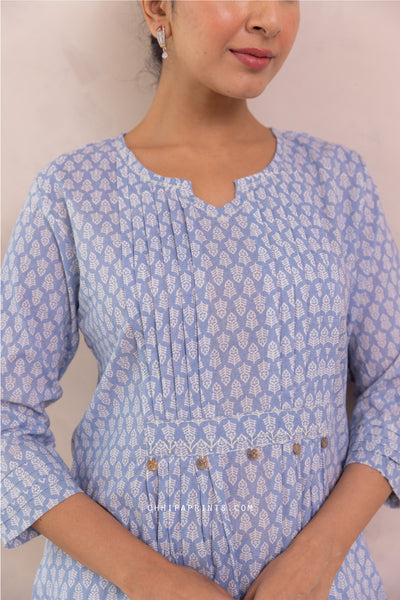 Cotton Mahin Buti Kurta & Palazzo Co Ord Set in Baby Blue (Set of 2)