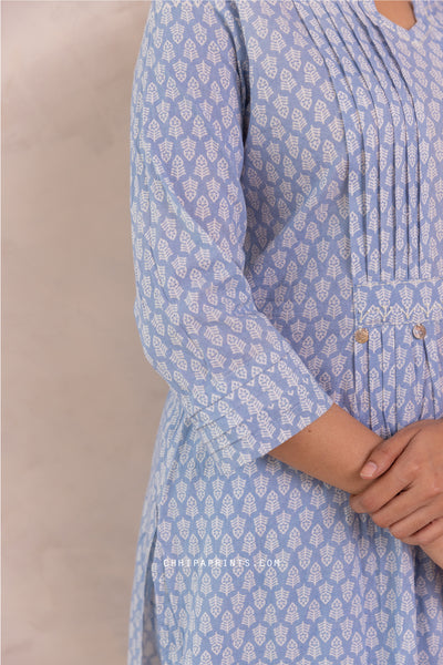 Cotton Mahin Buti Kurta & Palazzo Co Ord Set in Baby Blue (Set of 2)