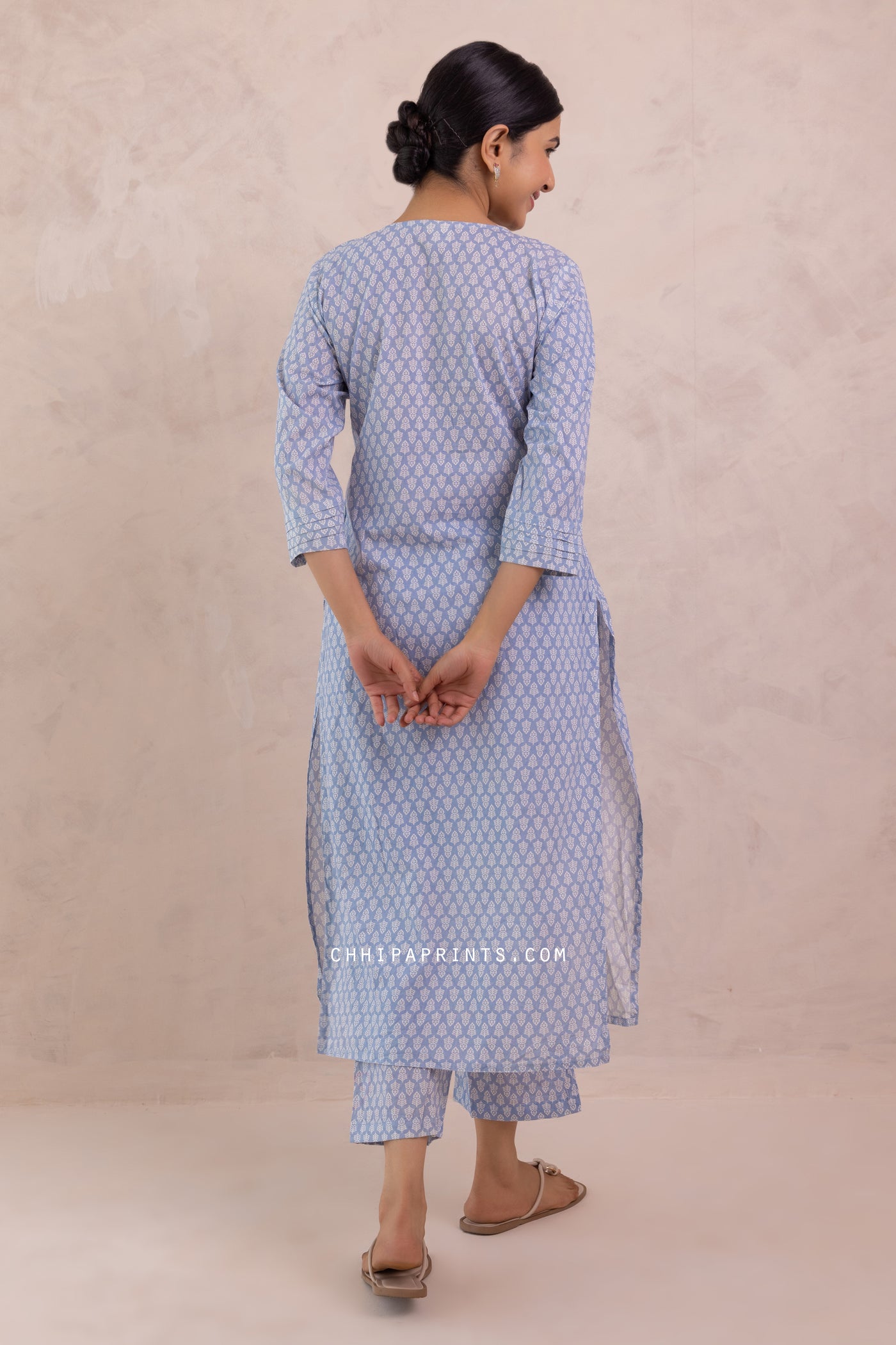Cotton Mahin Buti Kurta & Palazzo Co Ord Set in Baby Blue (Set of 2)