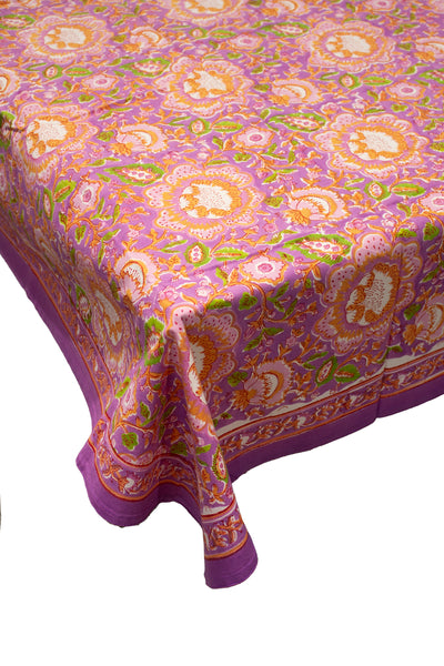 Square Table Cover Block Print in Shades of Purple