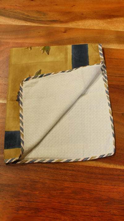 Cotton Flower Block Print Towel in Mustard