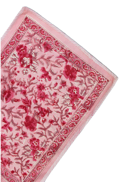 COTTON FLOWER JAAL BLOCK PRINT PLACEMATS IN SHADES OF PINK