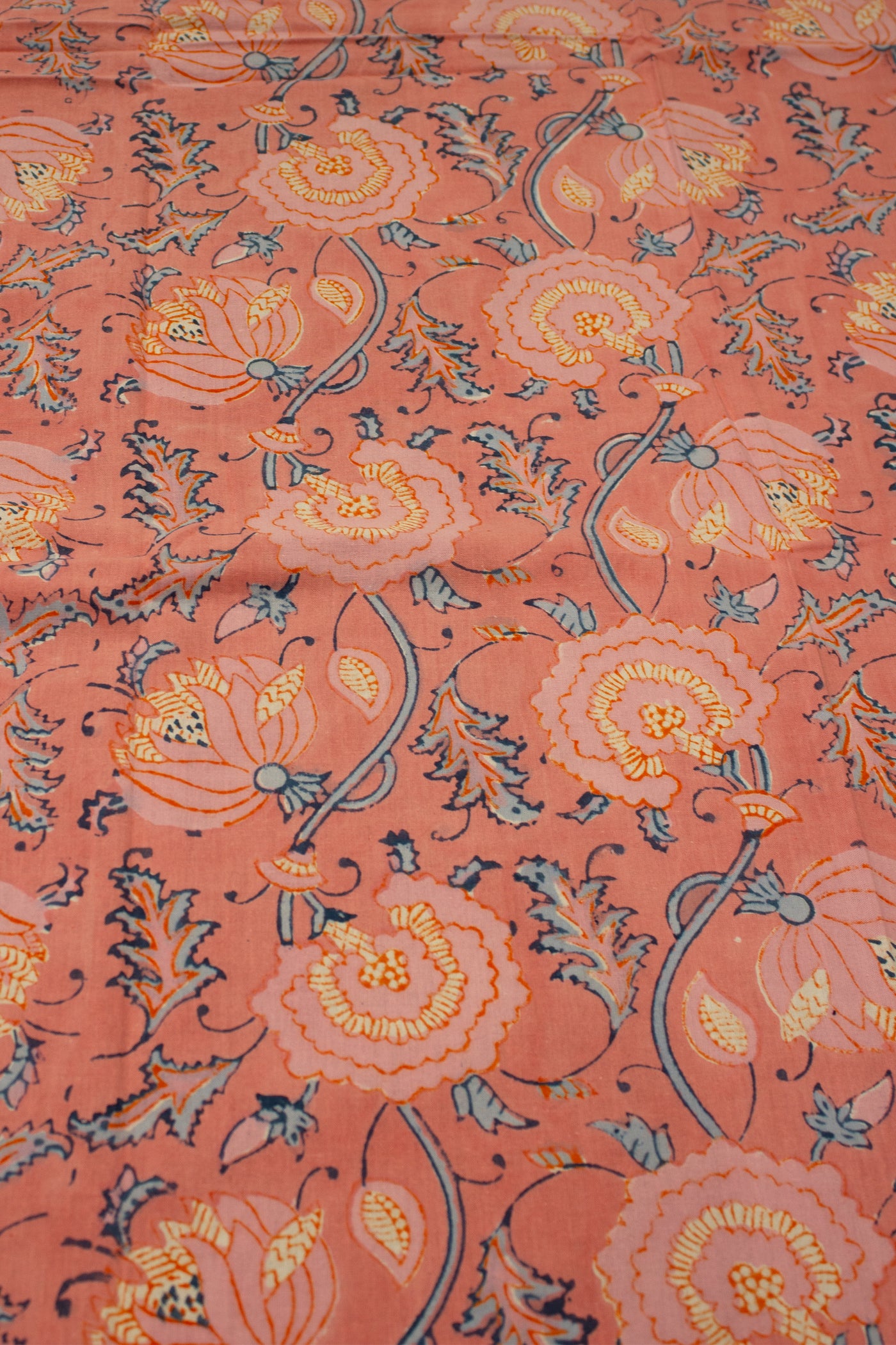 Square Table Cover Block Print in in Coral Pink
