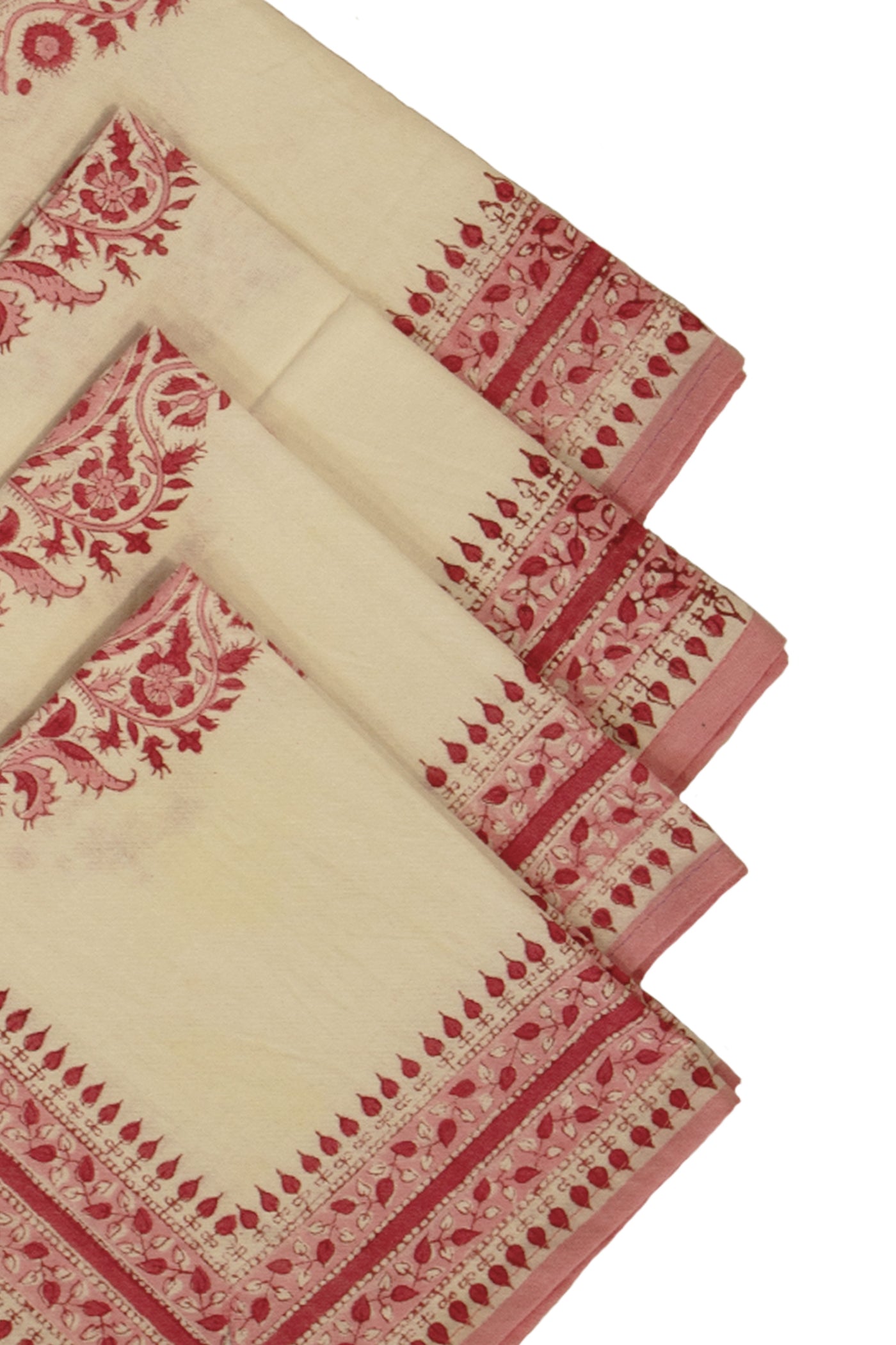 Cotton Mughal Block Print Table Napkin in Kashish Pink