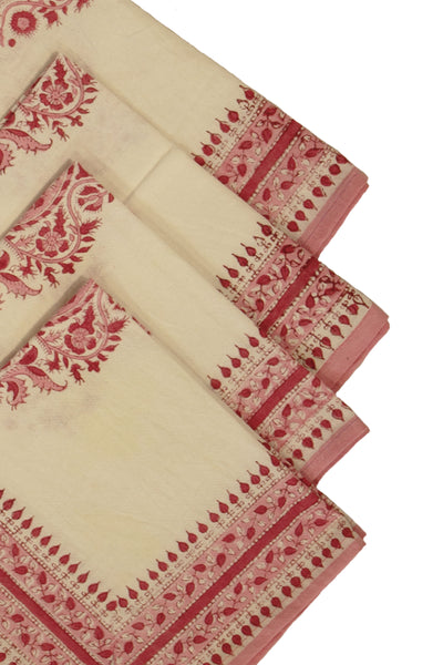 Cotton Mughal Block Print Table Napkin in Kashish Pink