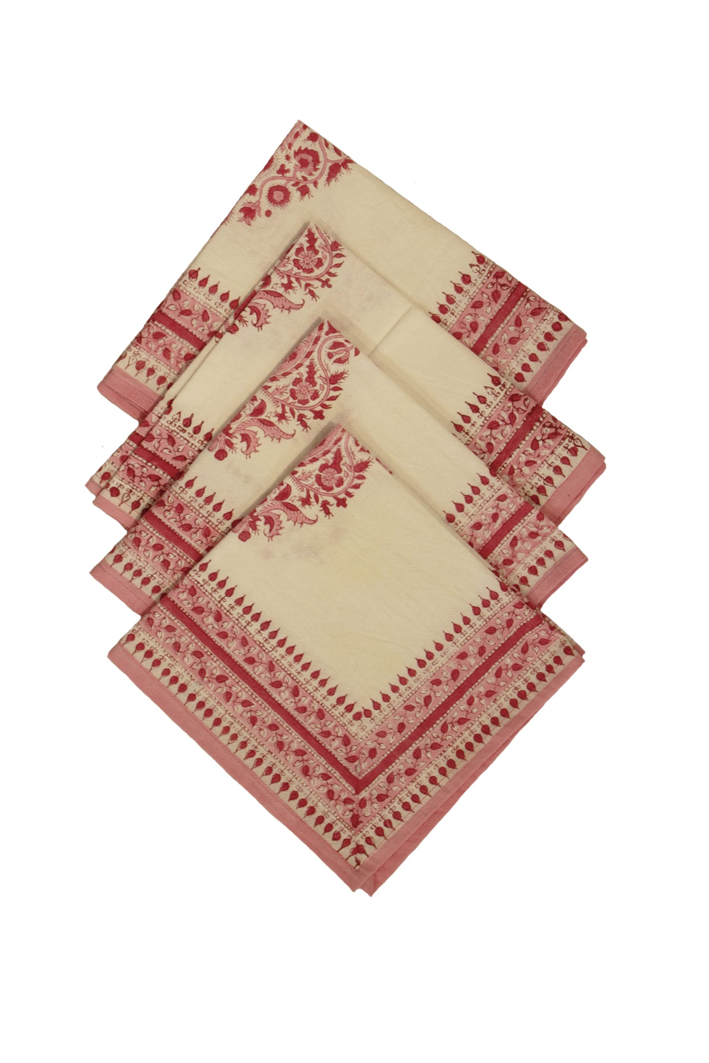 Cotton Mughal Block Print Table Napkin in Kashish Pink