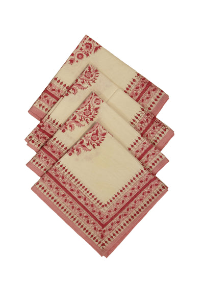 Cotton Mughal Block Print Table Napkin in Kashish Pink