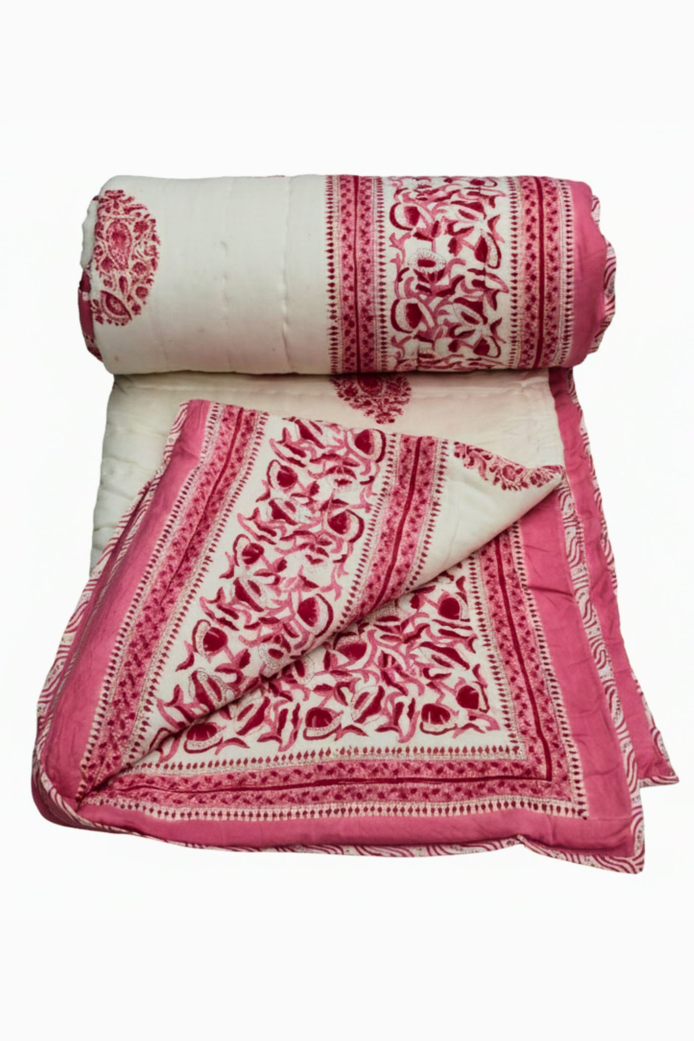Quilt Paisely Hand Block Print in Pink