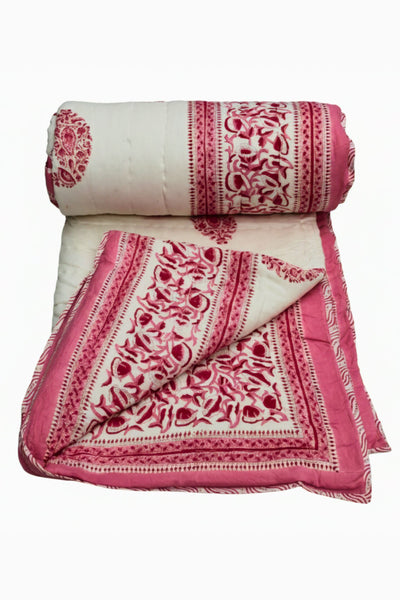 Quilt Paisely Hand Block Print in Pink