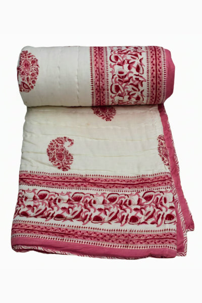Quilt Paisely Hand Block Print in Pink