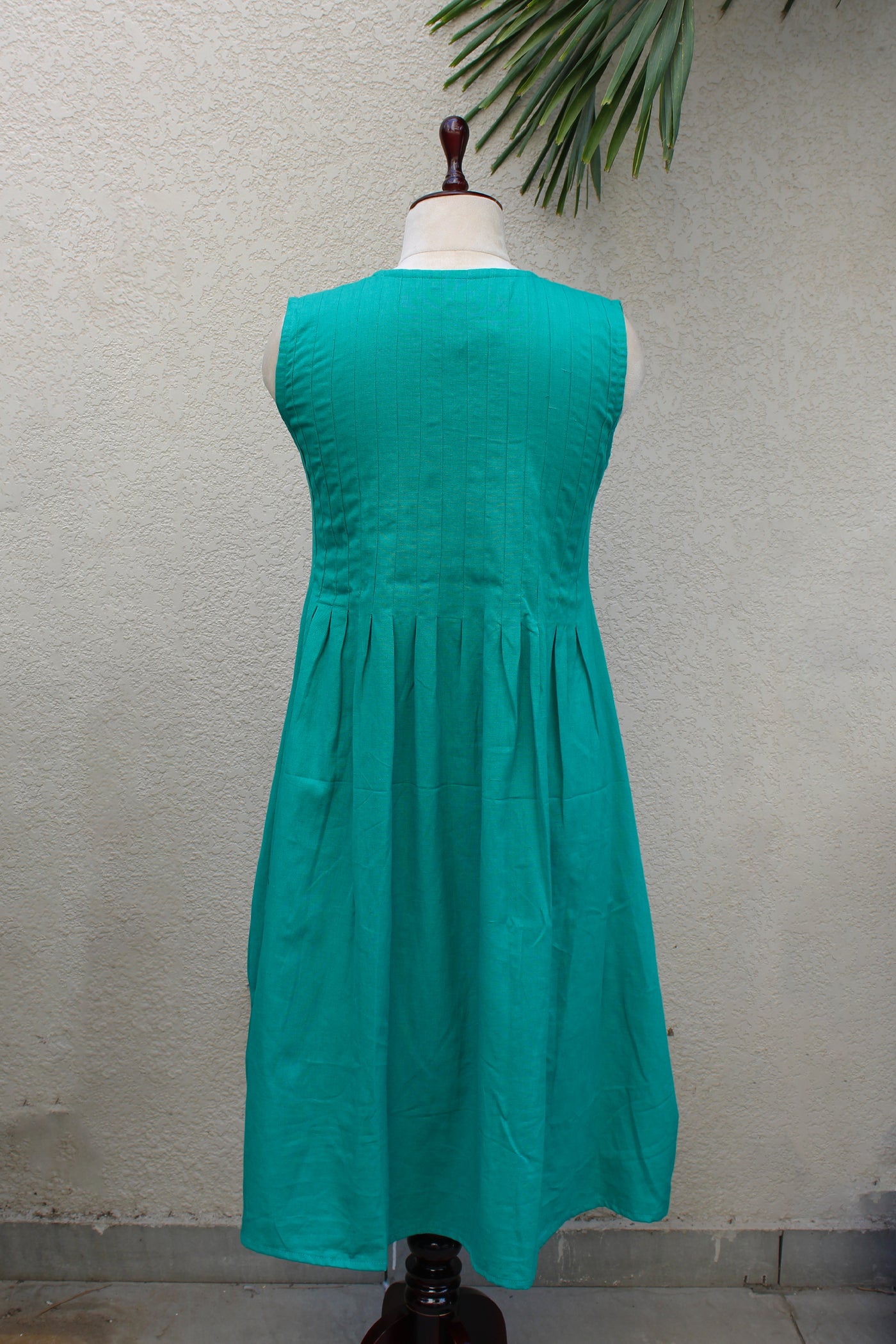 Cotton Plain Dye Midi Dress & Overlay in Sea Green
