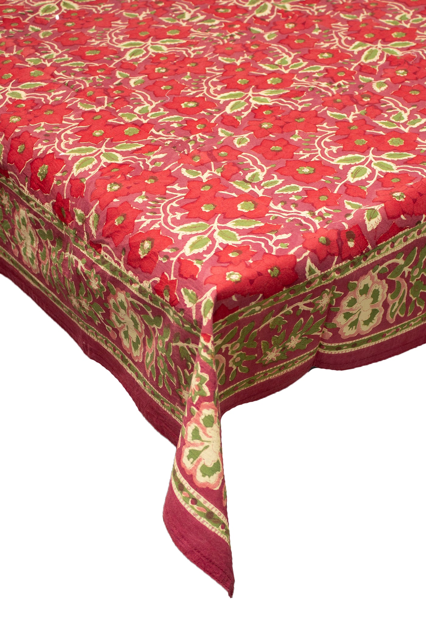 Rectangle Table Cover Floral Jaal Print in Shades of Red