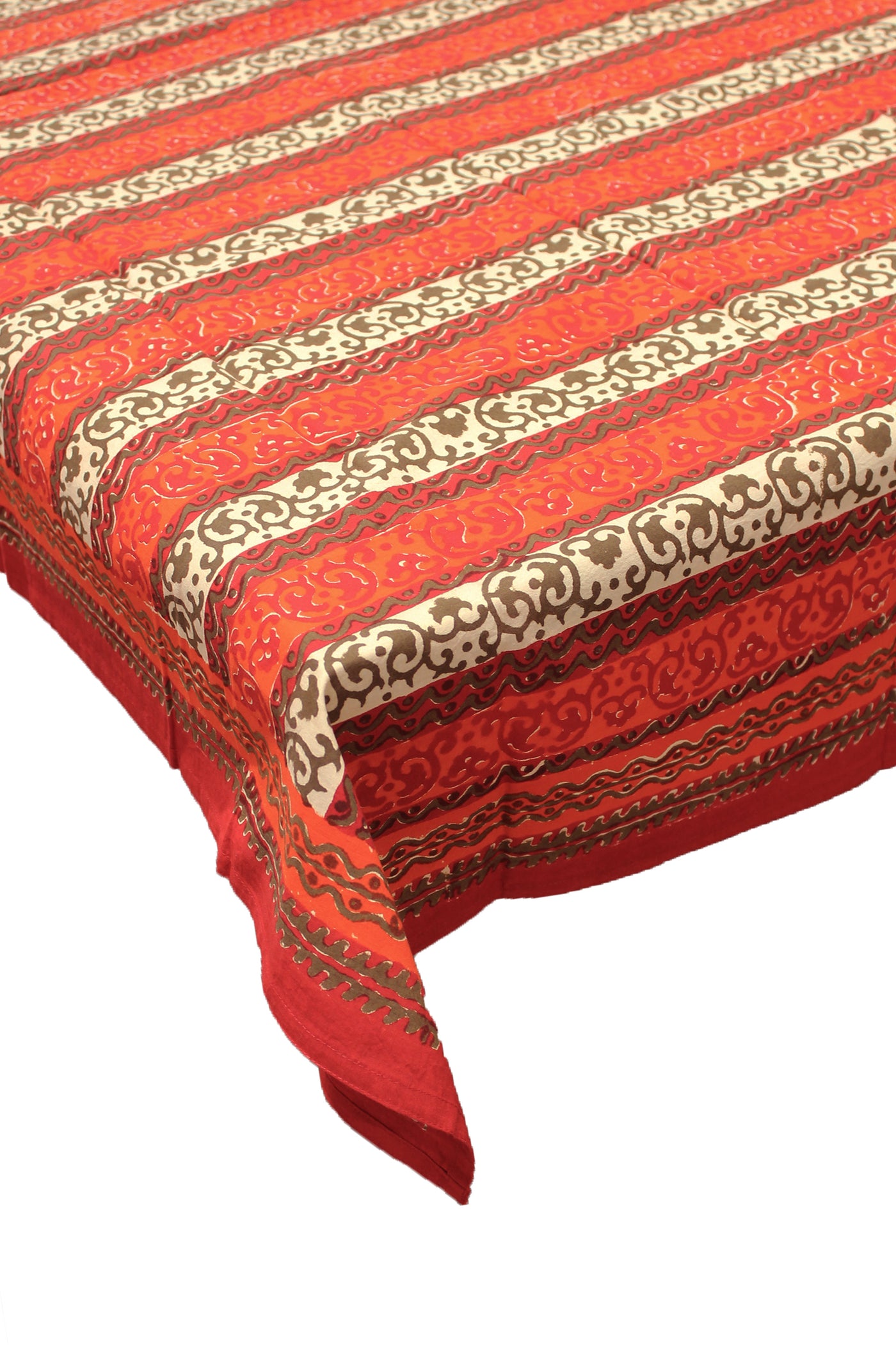 Square Table Cover Anokha Border Print in Red and Orange
