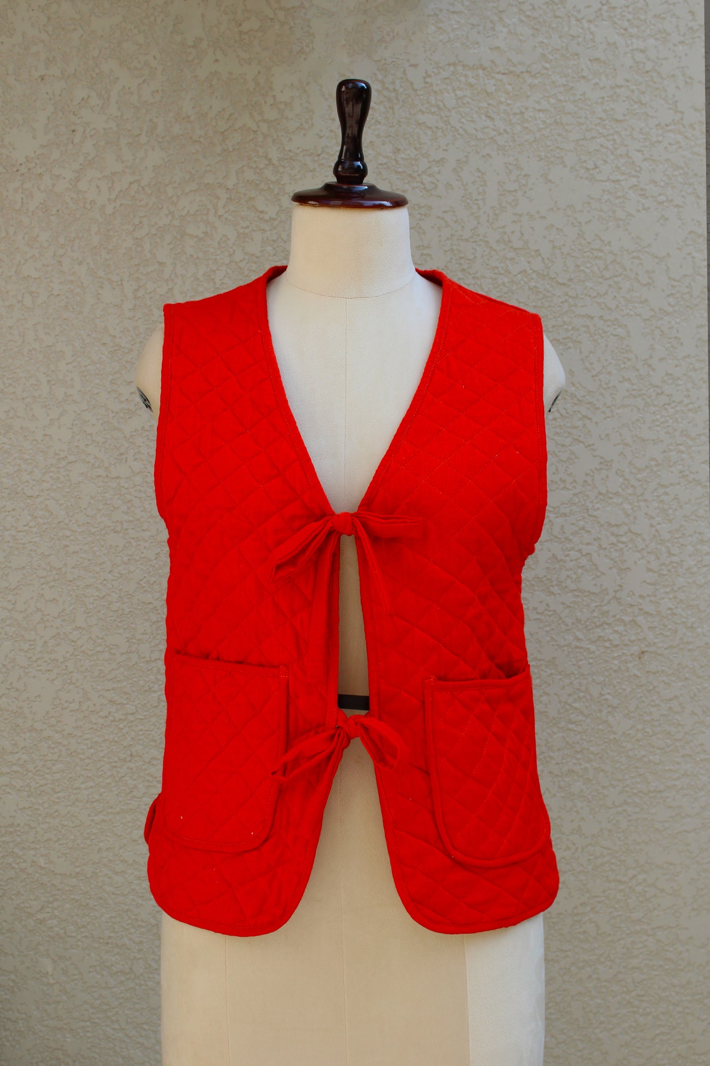 Cotton Quilted Plain Dye Jacket in Red