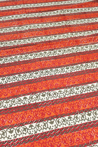 Square Table Cover Anokha Border Print in Red and Orange