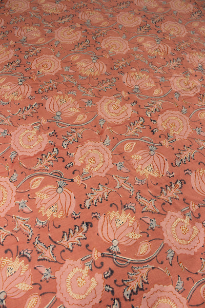 Round Table Cover Jaal Print in Coral Pink