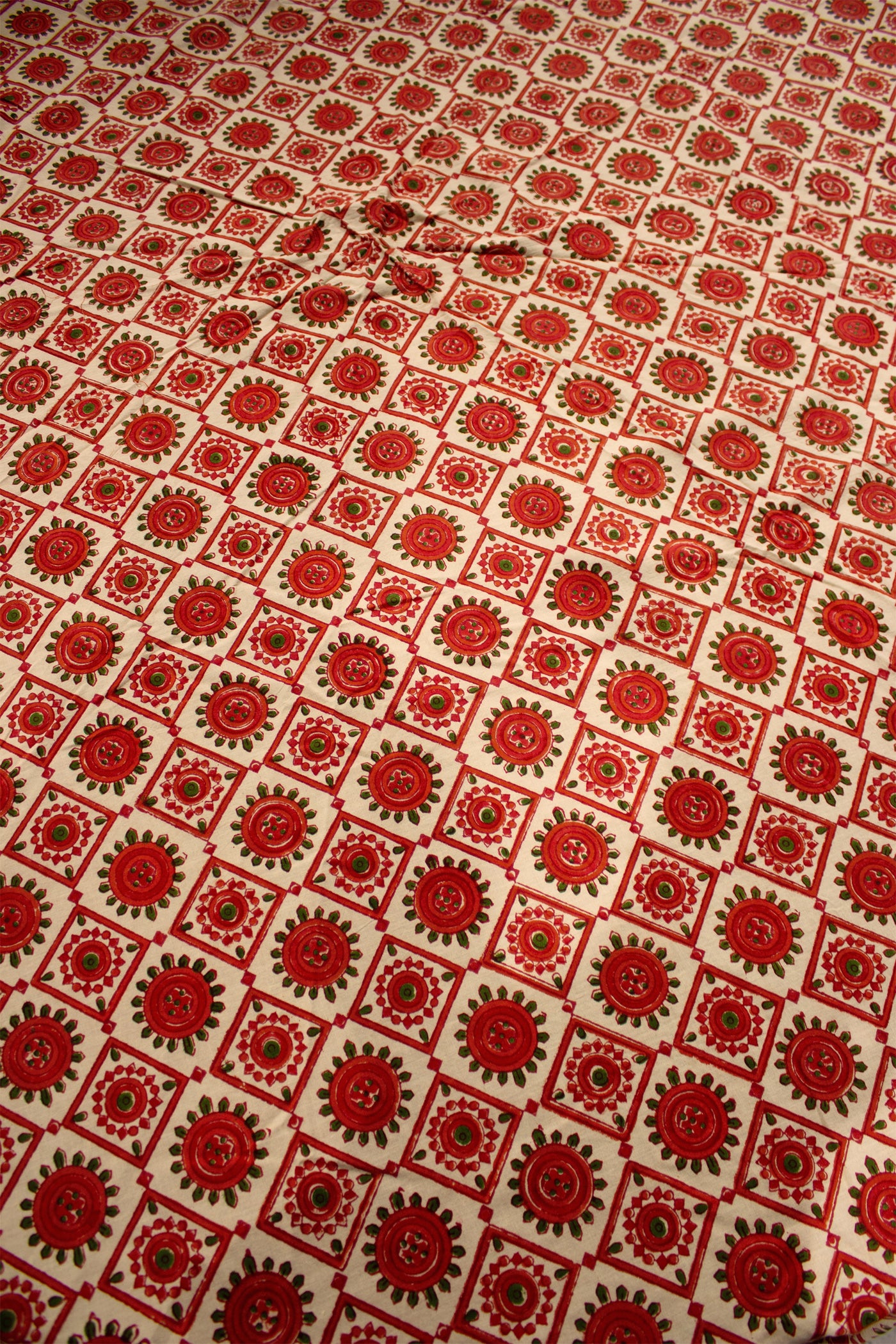 Round Table Cover Sunflower Buta Print in Orange