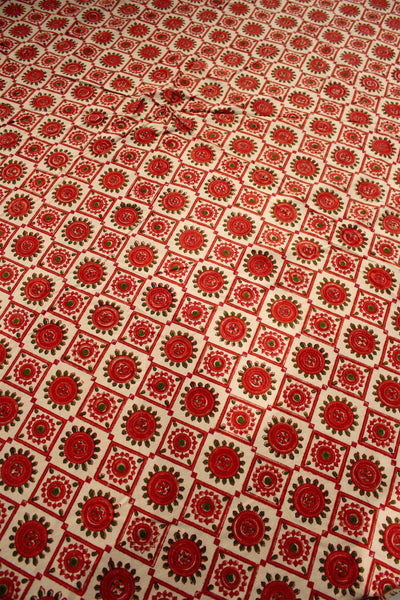 Round Table Cover Sunflower Buta Print in Orange