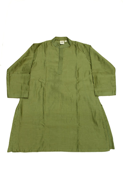 Chanderi Silk Plain Dye Boys Kurta in Sage Green