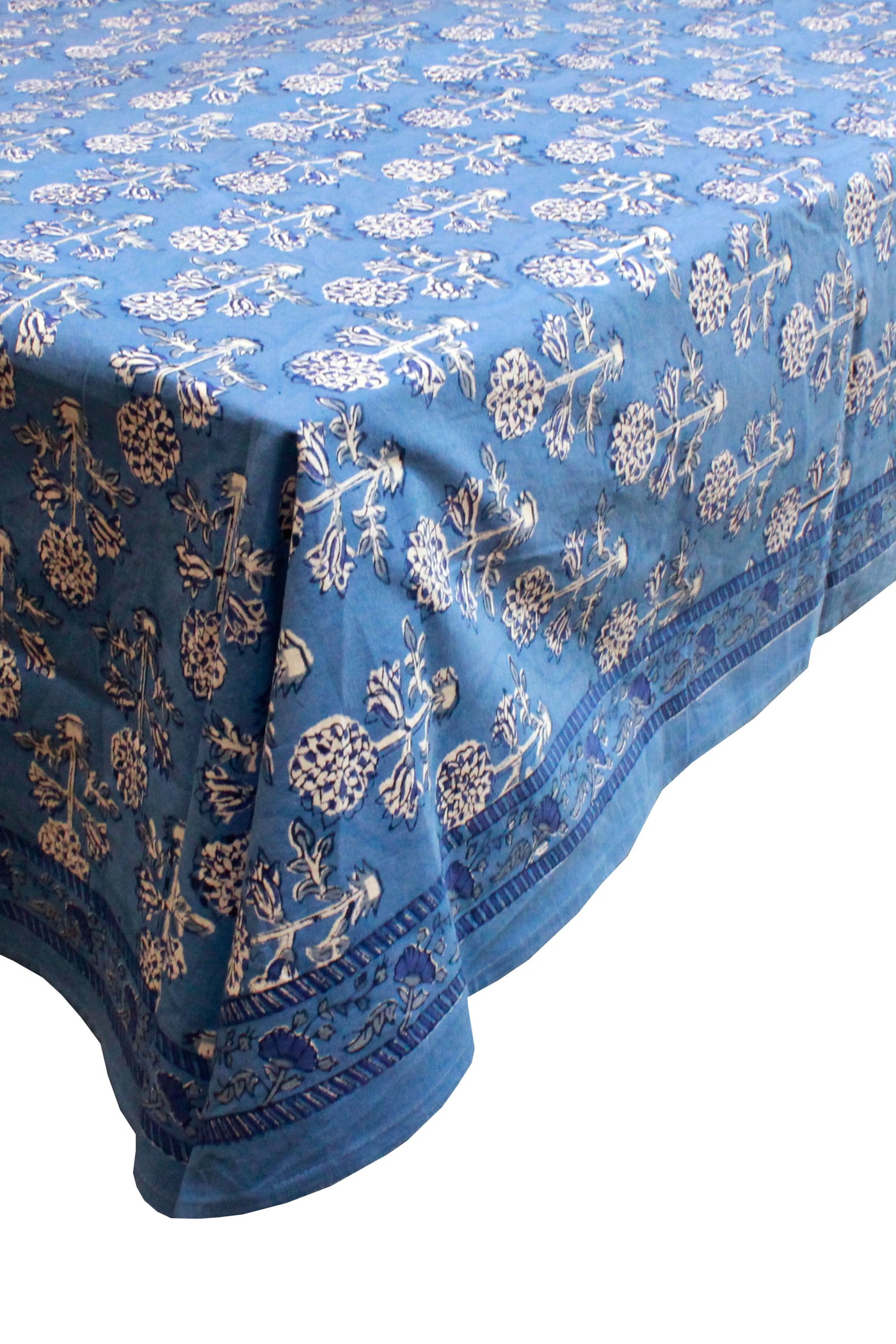 Rectangle Table Cover Buta Print in Steel Blue