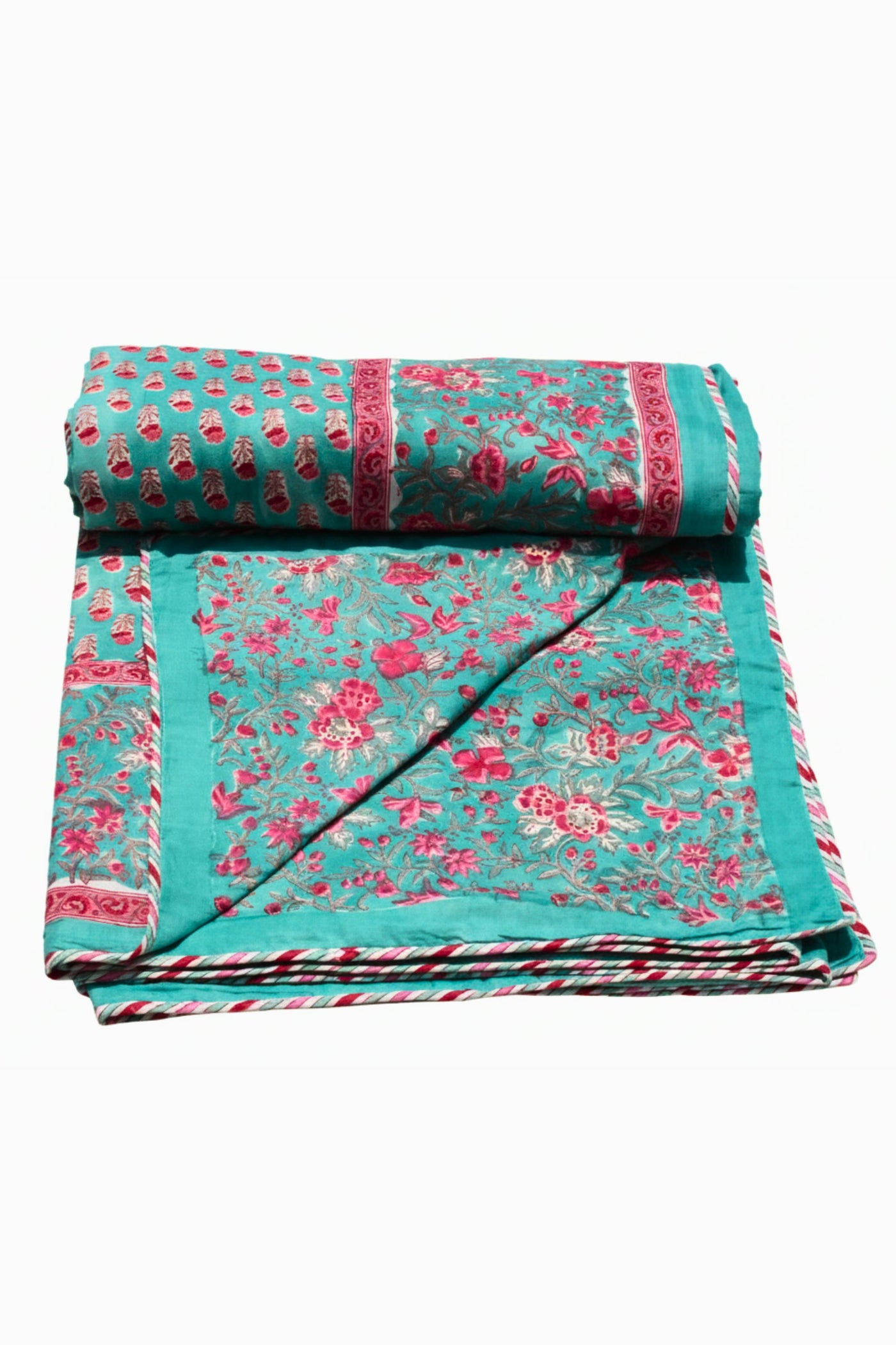Cotton Gud Buti Hand Block Print Dohar in Teal