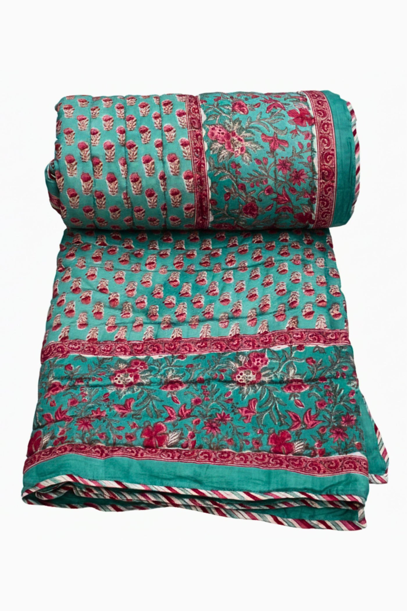 Quilt Gud Buti Hand Block Print in Teal