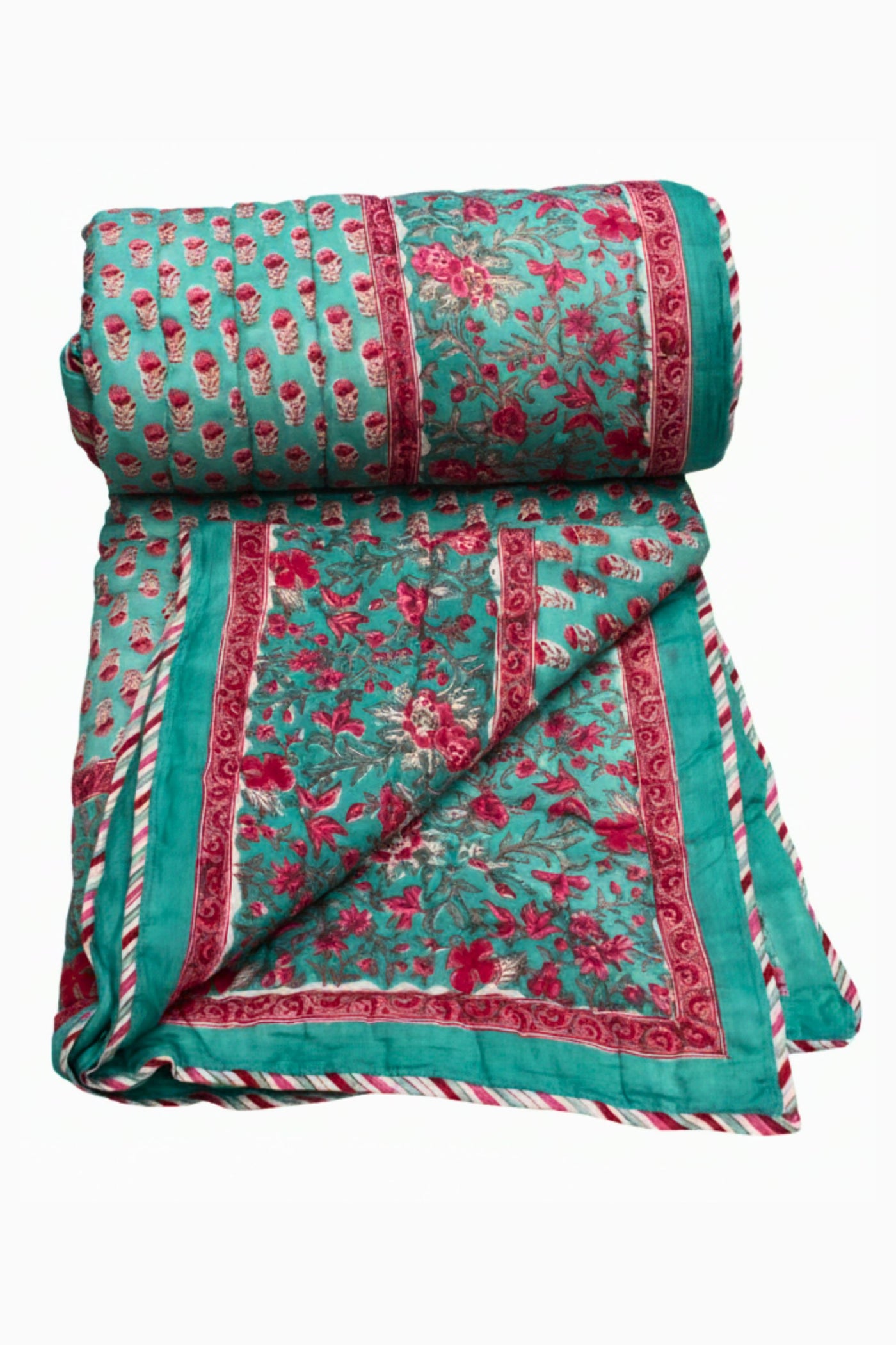 Quilt Gud Buti Hand Block Print in Teal