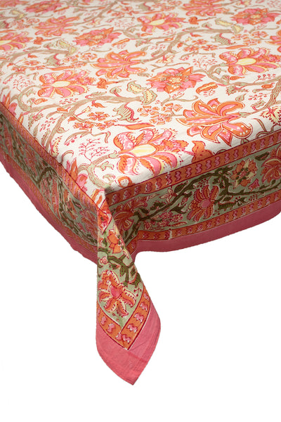 Square Table Cover Jaal Print in Pink and Orange