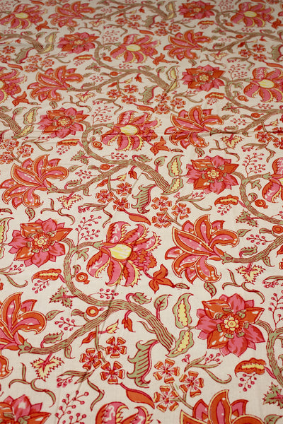 Square Table Cover Jaal Print in Pink and Orange