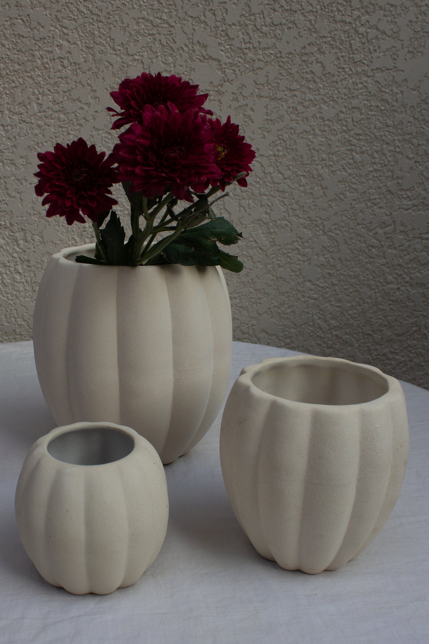 Ceramic Stoneware Flower Vases in White