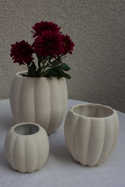 Ceramic Stoneware Flower Vases in White
