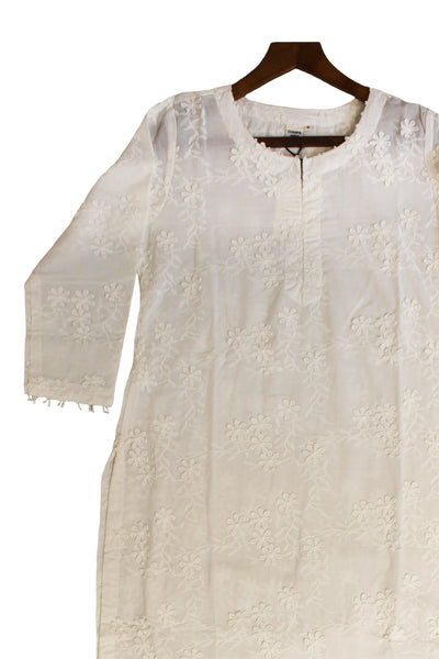Cotton Chikankari Embroidery Kurta in White