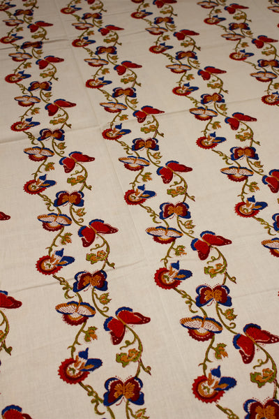 Square Table Cover Butterfly Print in Red and Blue