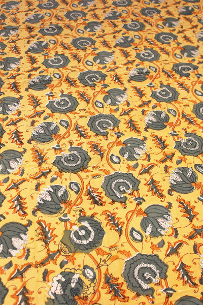 Square Table Cover Block Print in Yellow