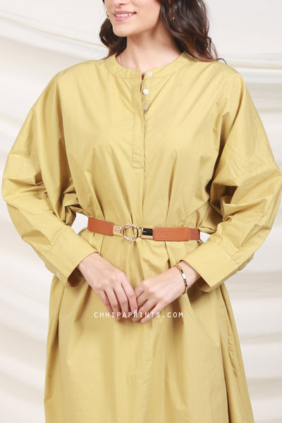 Cotton Sunday Tunic Plain Dye In Solid Mellow Yellow