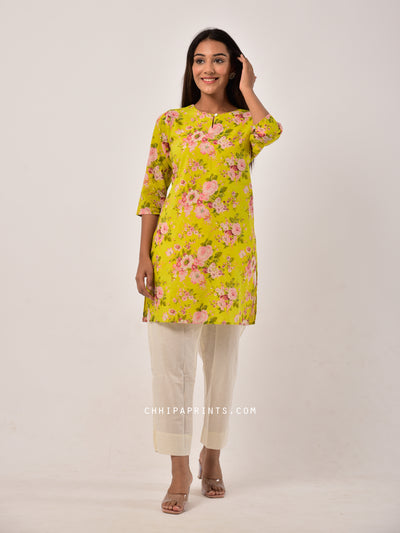 Cotton Chints Tunic in Yellow
