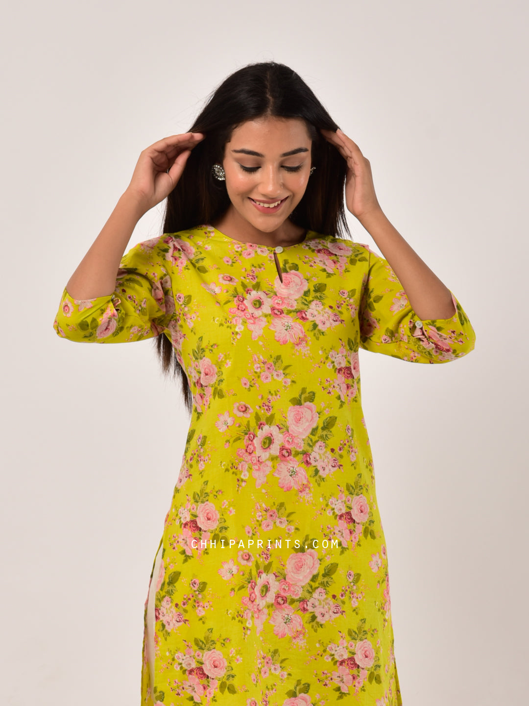 Cotton Chints Tunic in Yellow