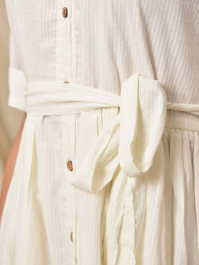 Cotton Tiered Midi Dress in Plain White Sally