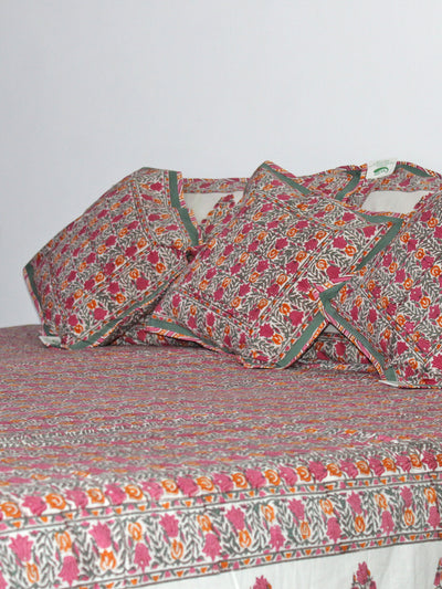 Bed Cover Mughal Jaal Pink