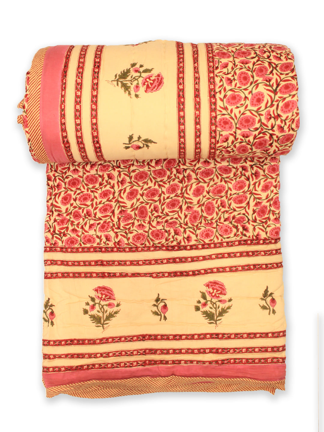 Quilt Floral Jaal Mughal Boota Pink