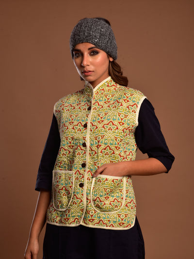 Cotton Quilted Jacket Natural Geo