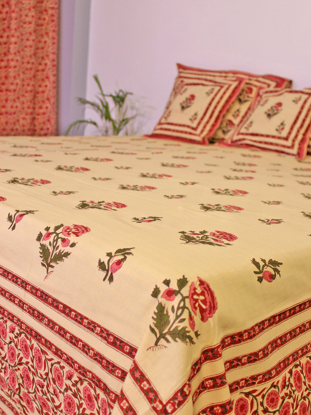 Bed Cover Mughal Boota Pink