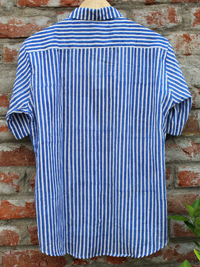 Men Shirt Blue and White Stripes.