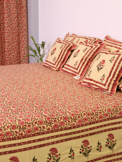 Bed Cover Floral Jaal Pink
