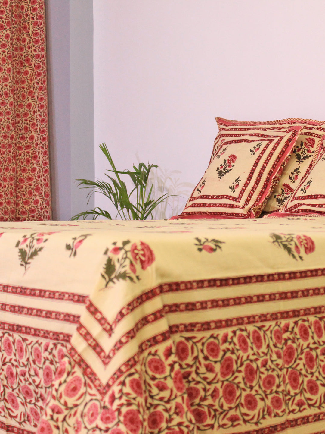 Bed Cover Mughal Boota Pink